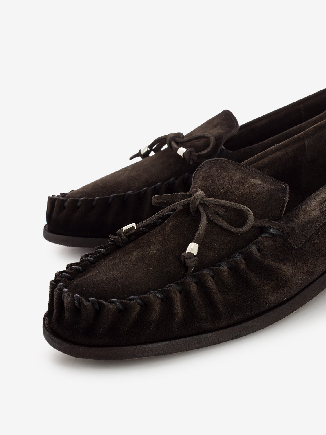 Dark brown suede moccasins