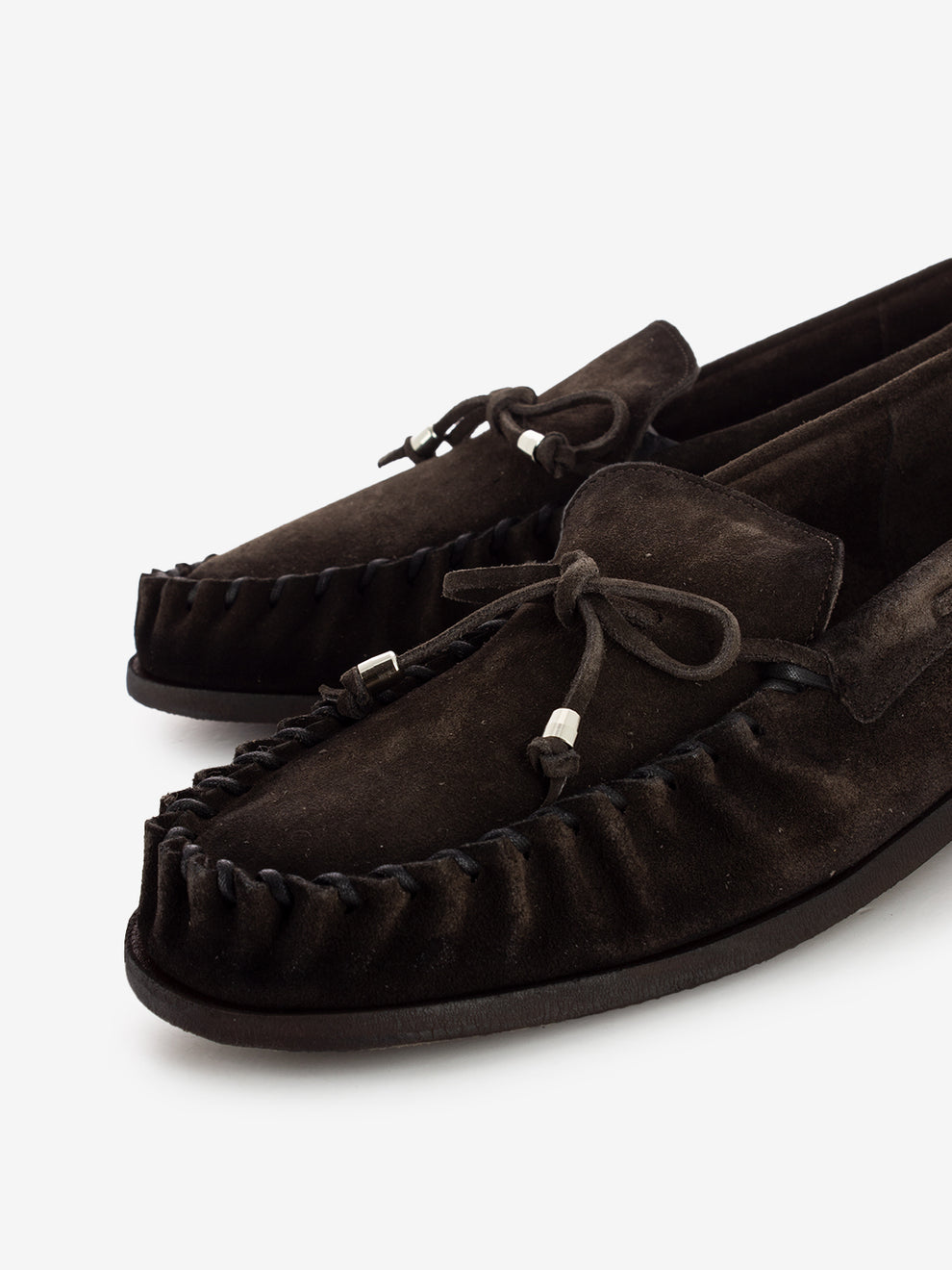 Dark brown suede moccasins