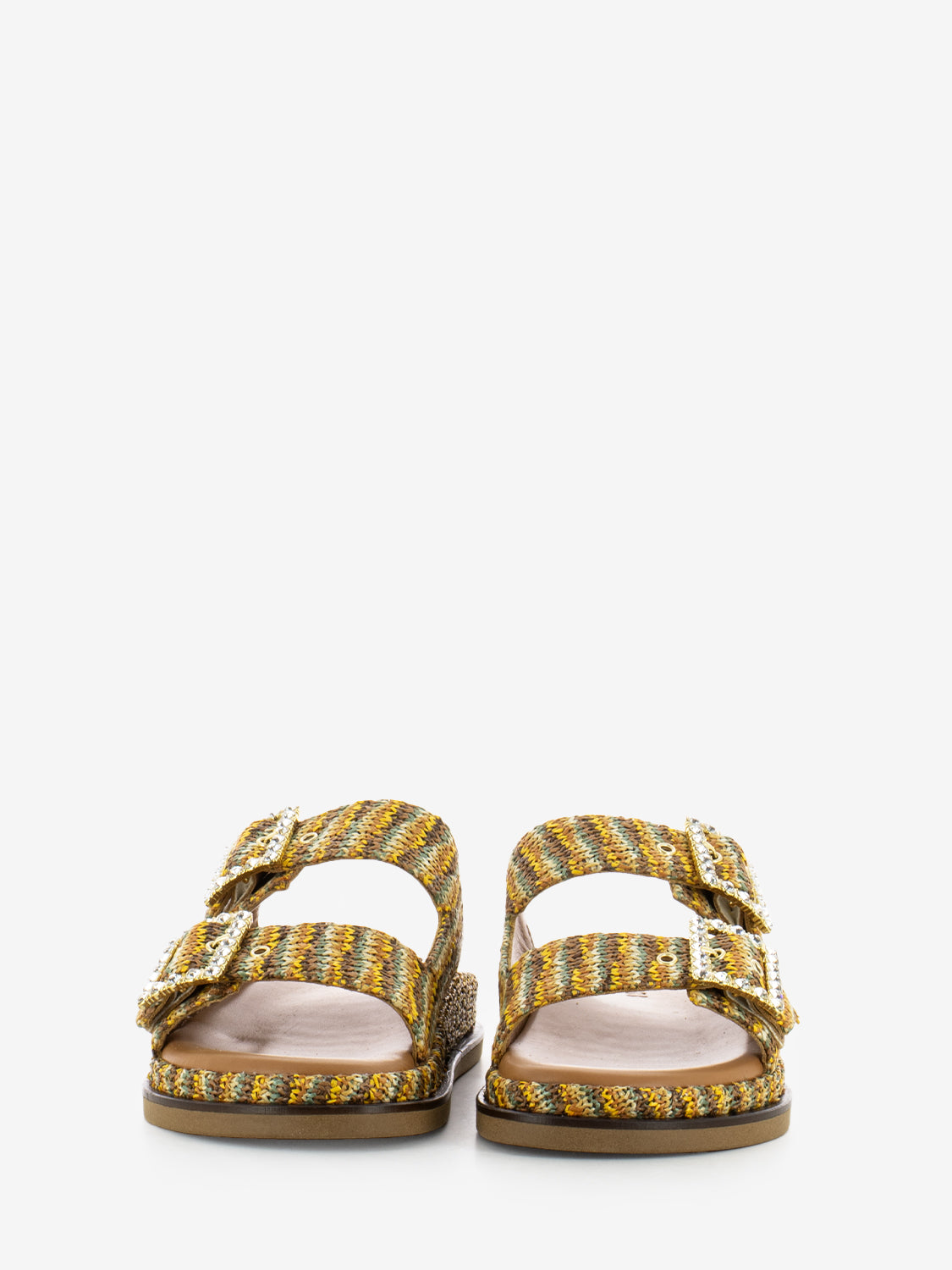 Greta slipper in fall / multicolor raffia