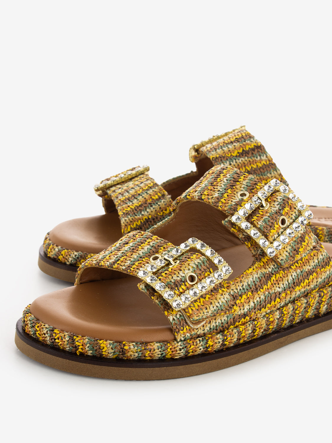 Greta slipper in fall / multicolor raffia
