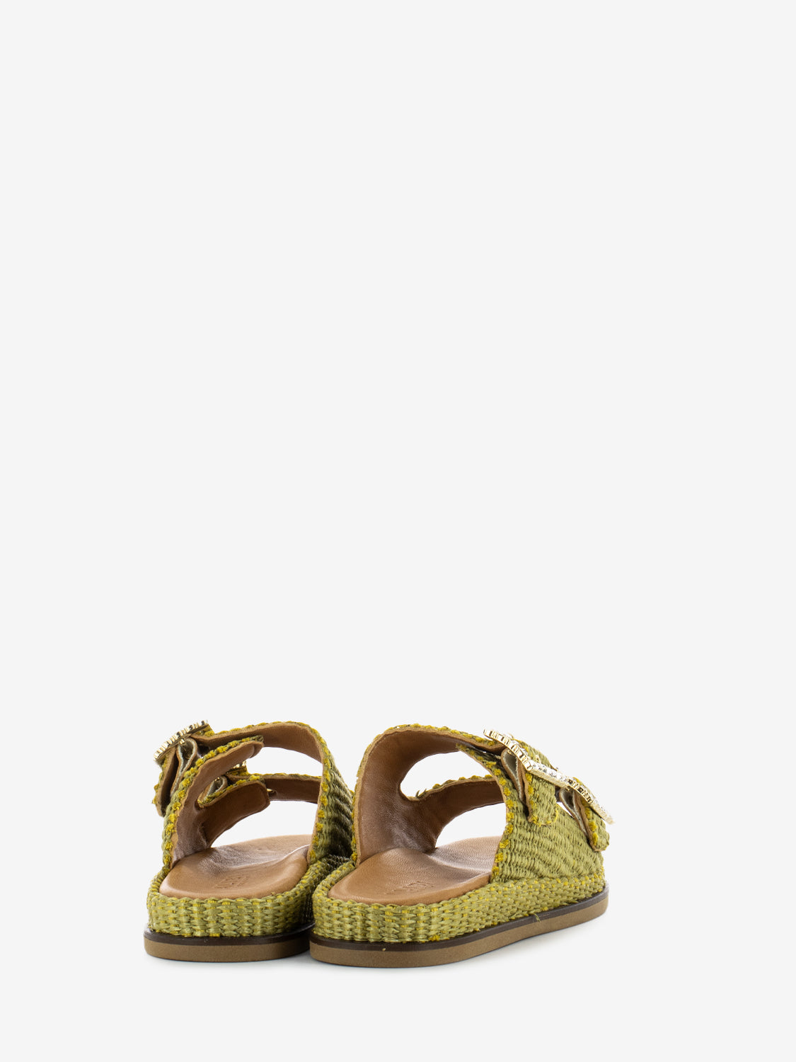 Ciabatta Greta in raffia oliva
