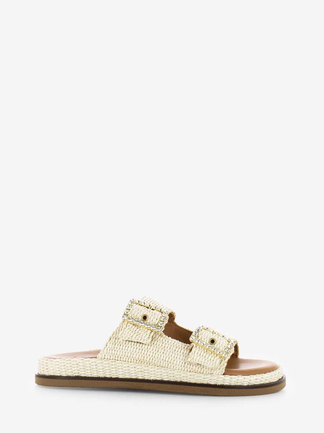 Greta slipper in pearl raffia