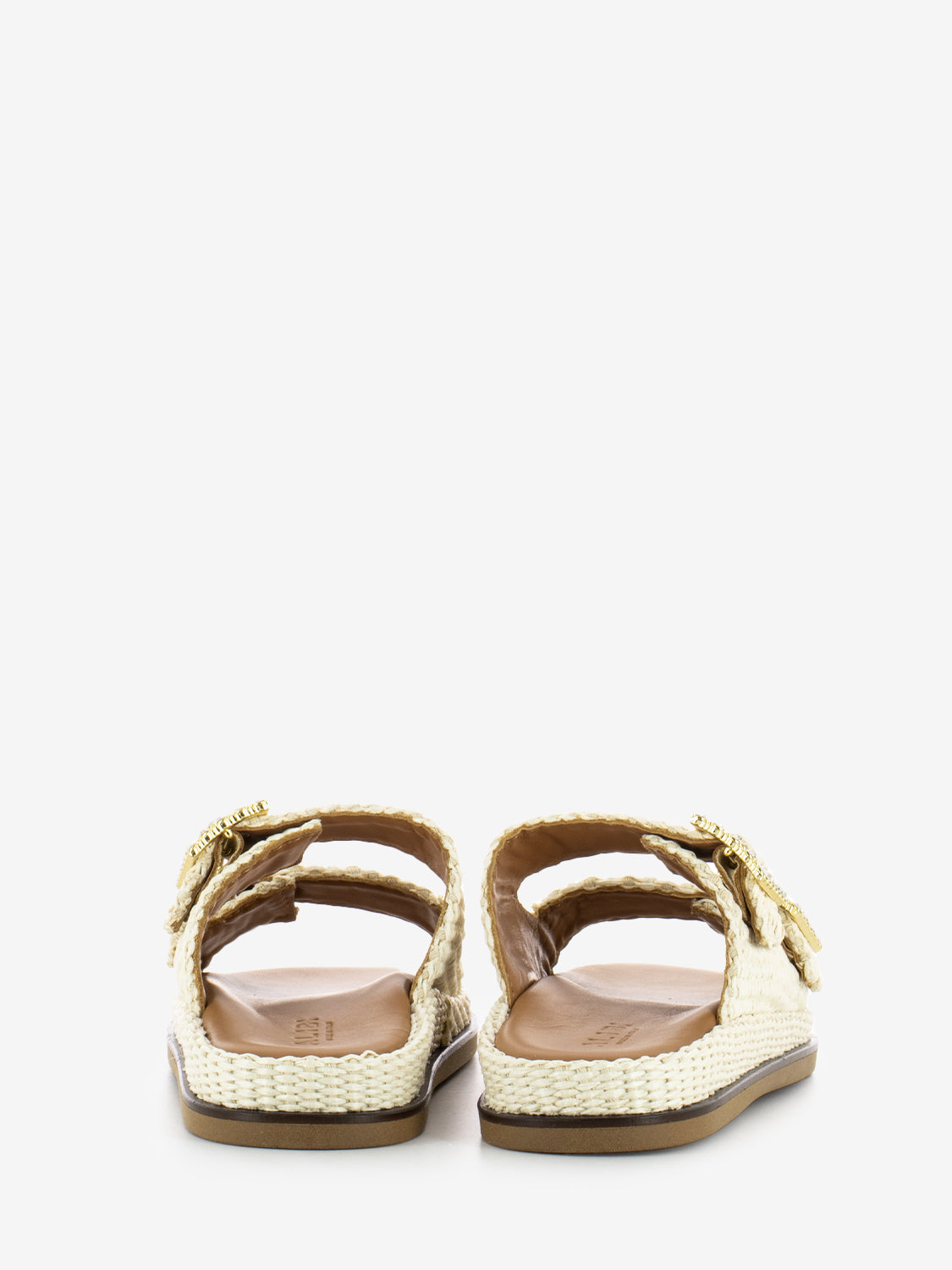 Greta slipper in pearl raffia