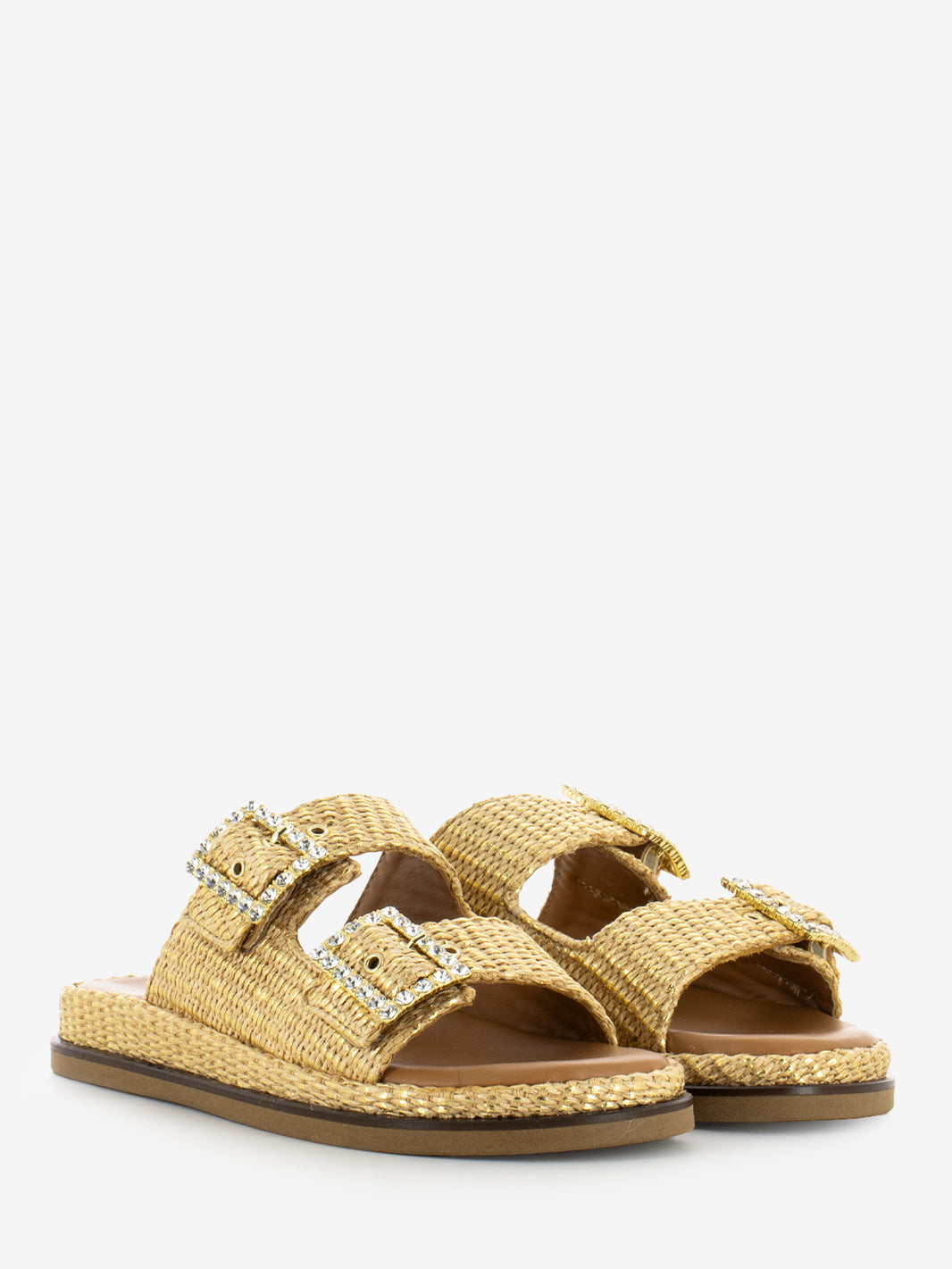 Ciabatta laminata Greta beige / gold