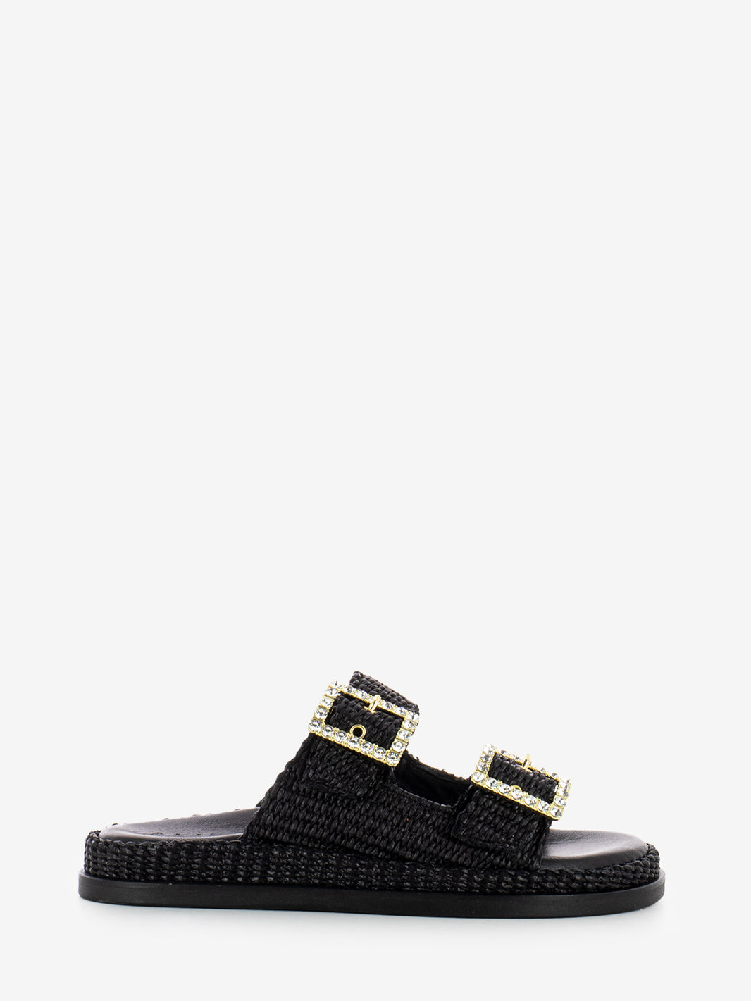 Ciabatte Greta in raffia black