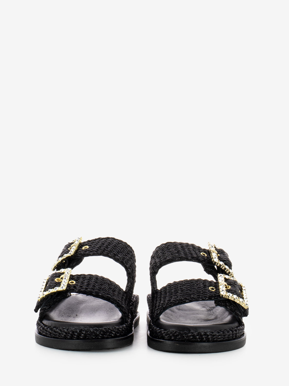 Ciabatte Greta in raffia black