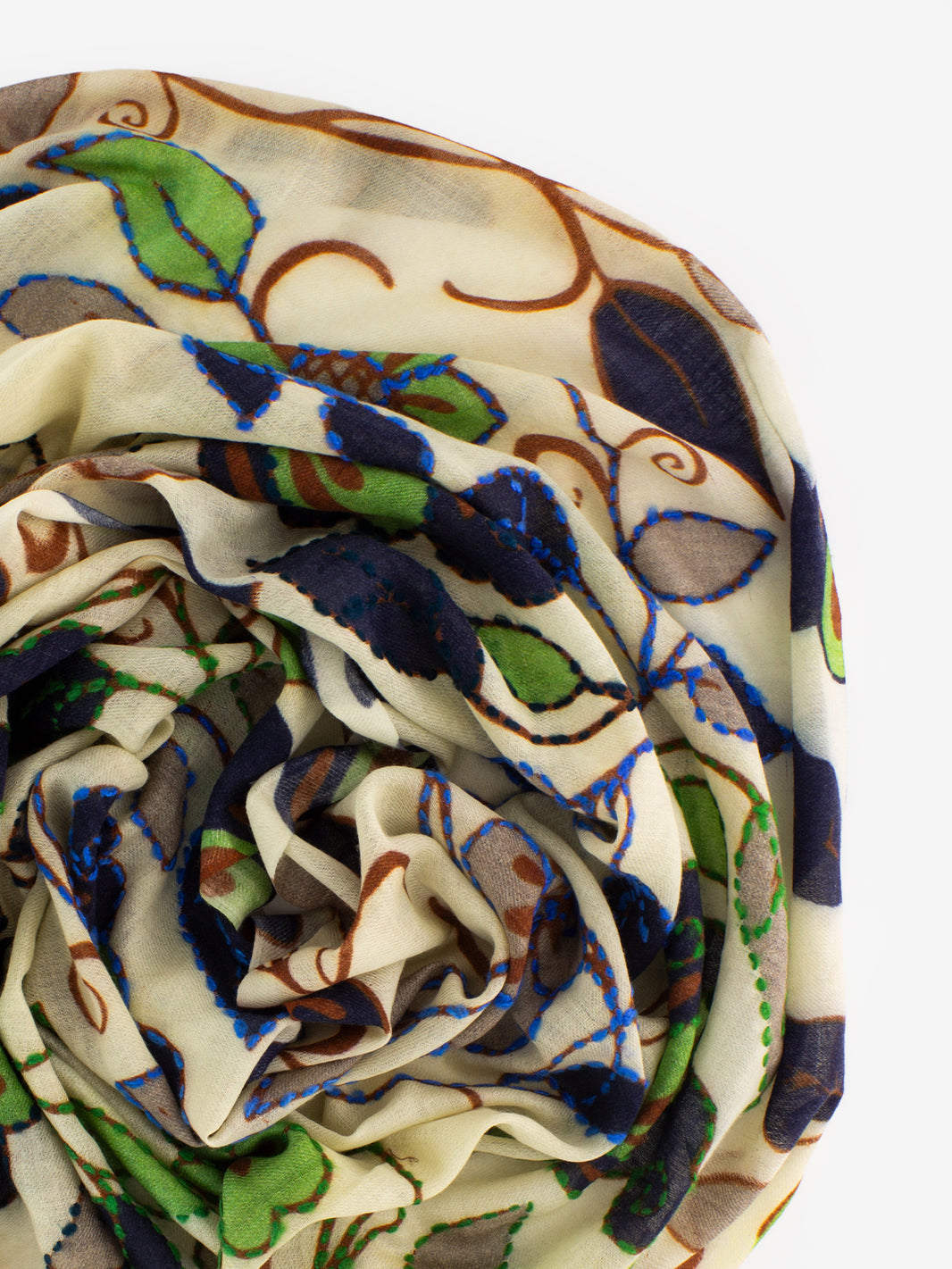 Pashmina Carignan con ricami e stampe marrone / blu