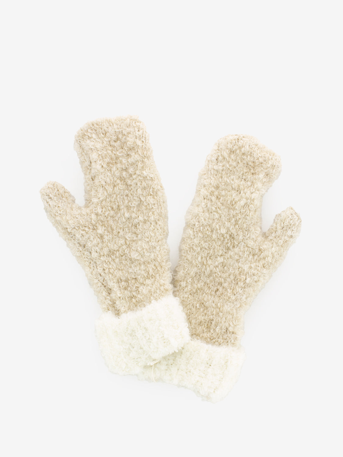 Beige boucle mittens