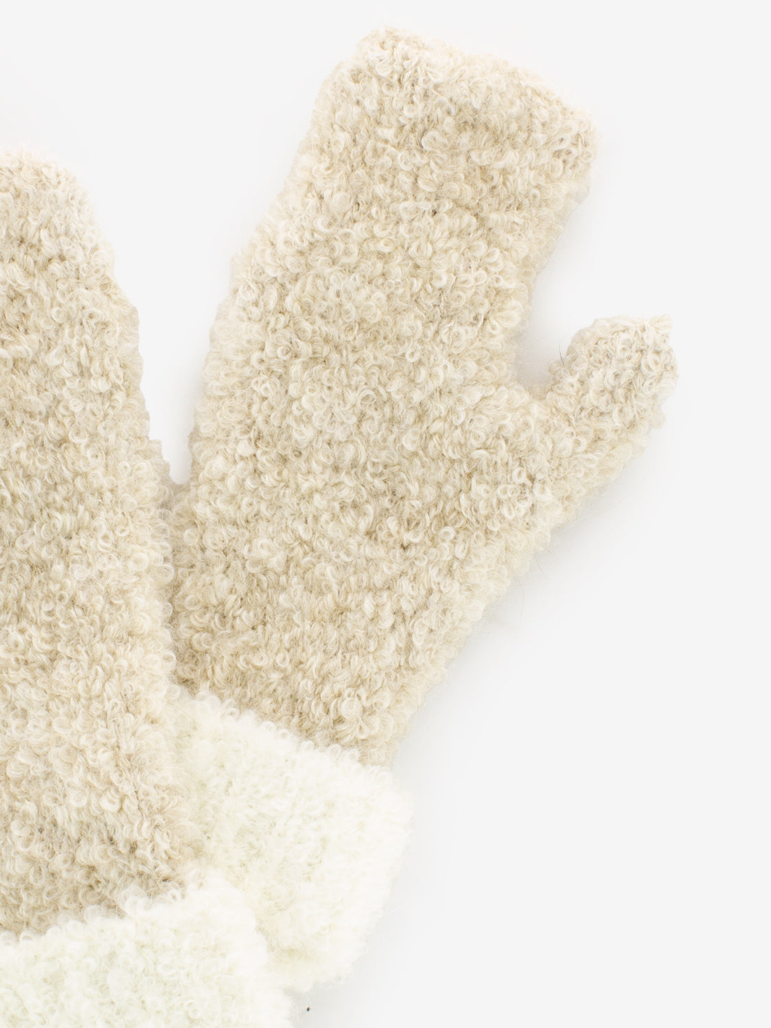 Beige boucle mittens