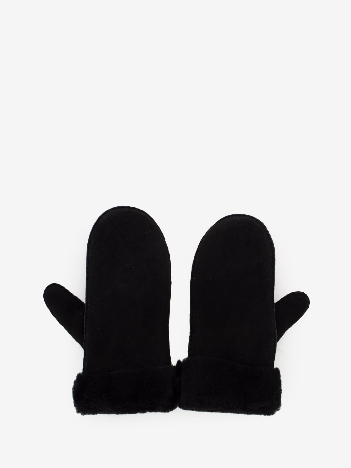 Black sheepskin mittens