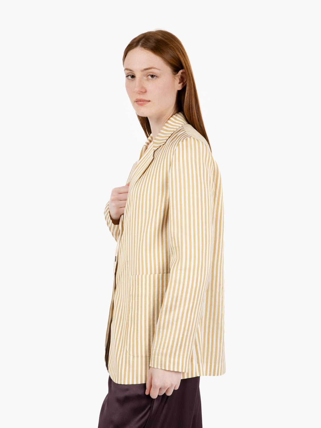 Blazer a righe effetto satin gold