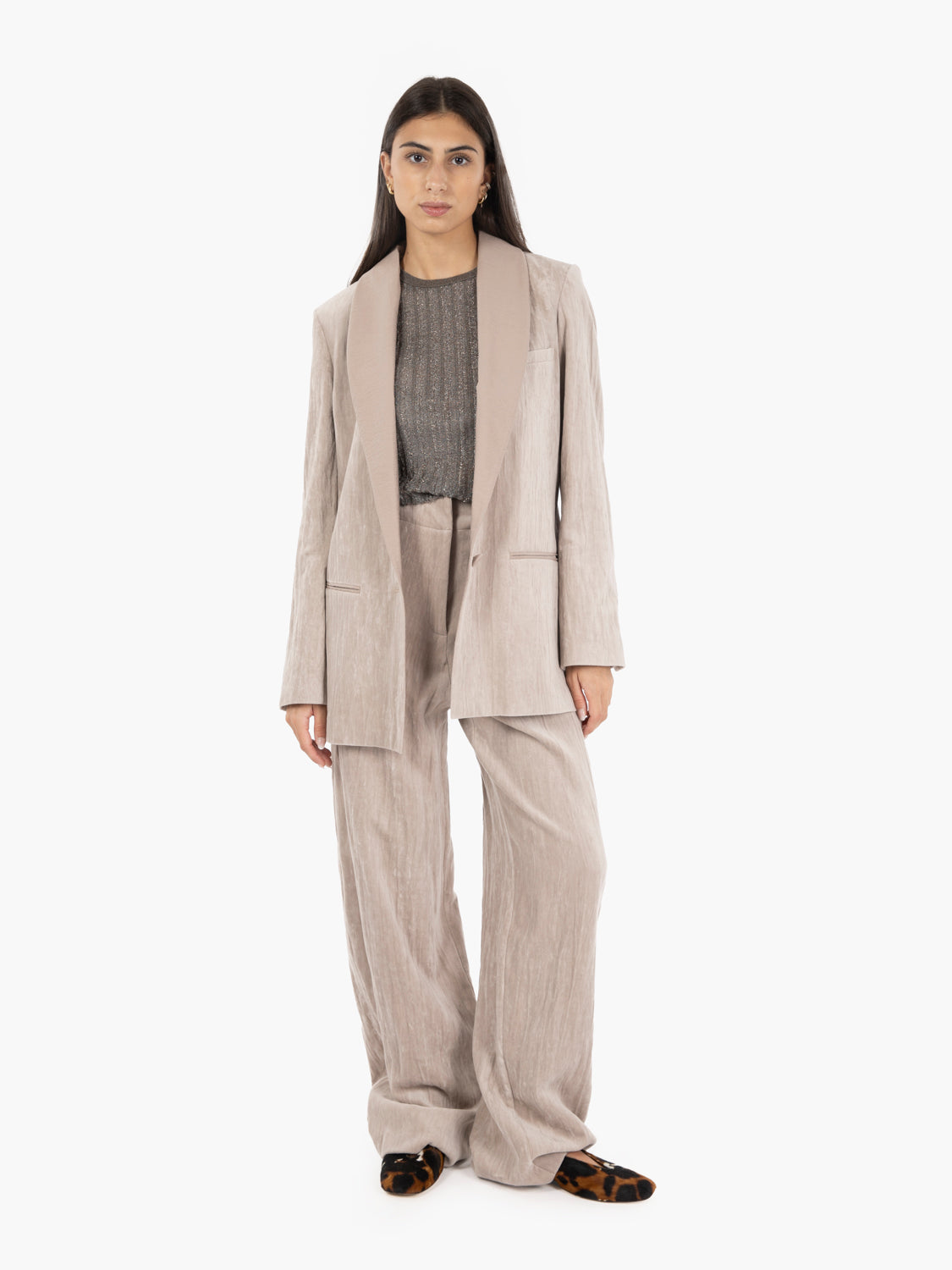 Pantaloni ampi crinkle velvet petalo