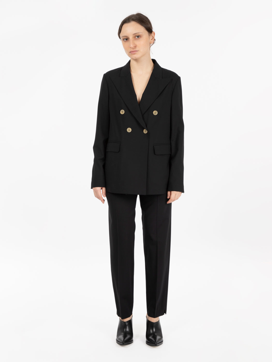 Blazer doppiopetto in tela di lana nero