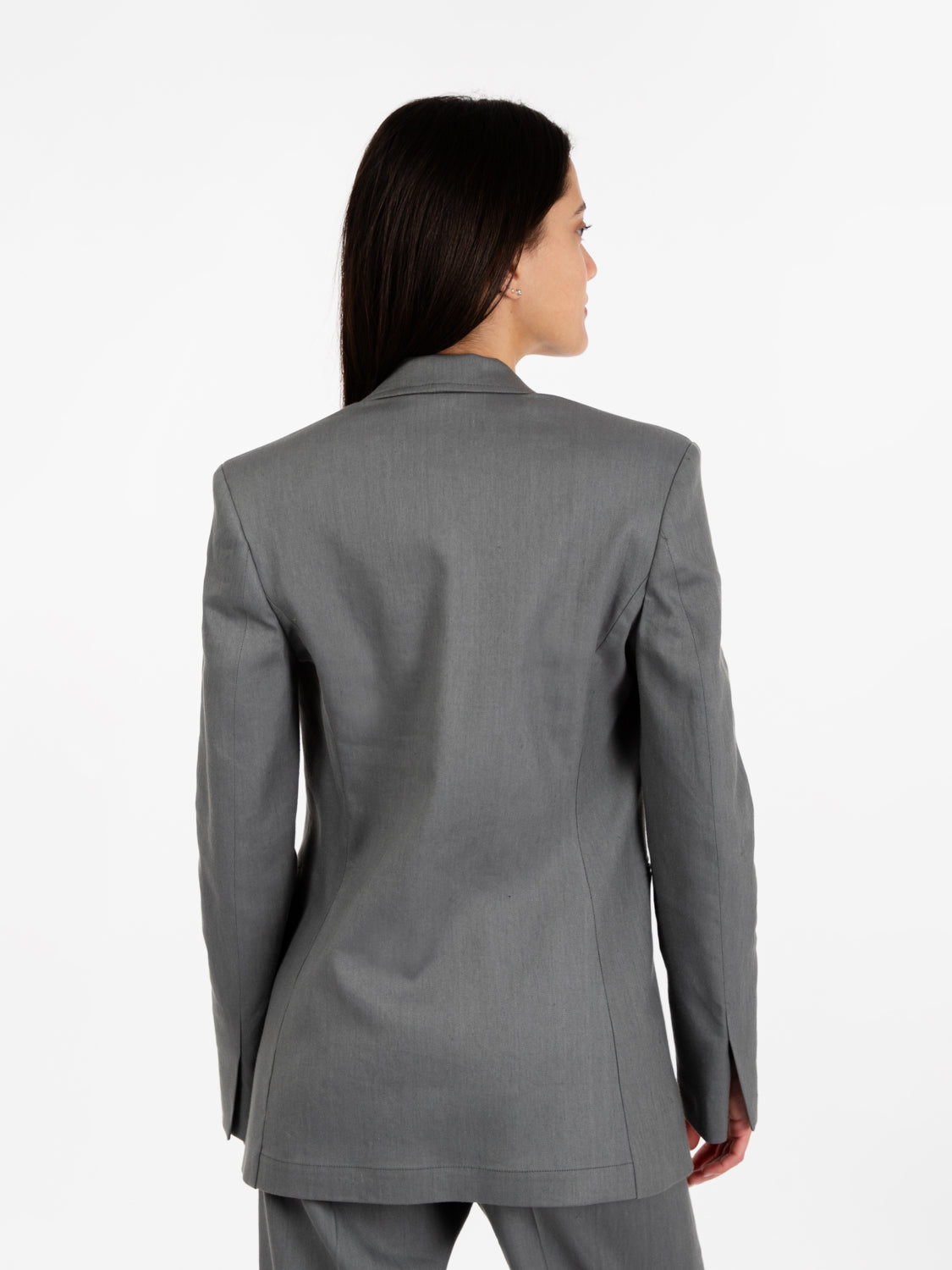 Blazer in lino stretch fumo