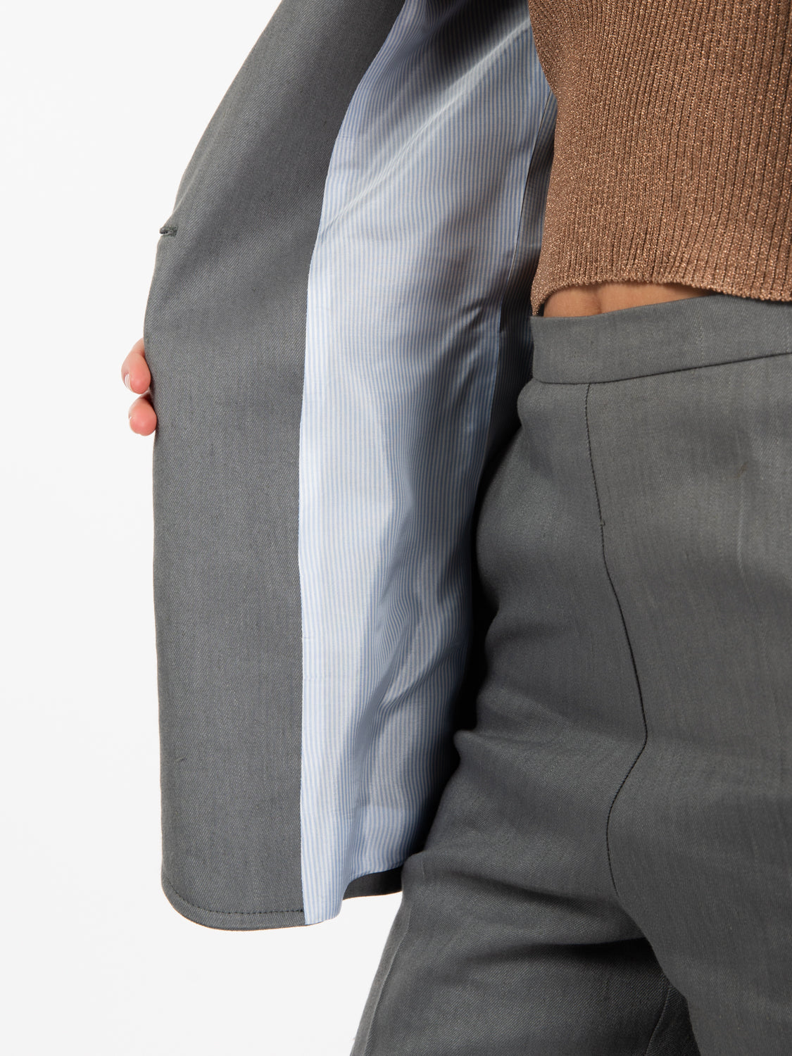 Blazer in lino stretch fumo