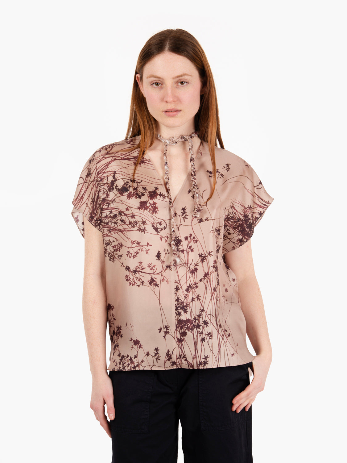 Blusa fantasia corallo scollo a V cipolla