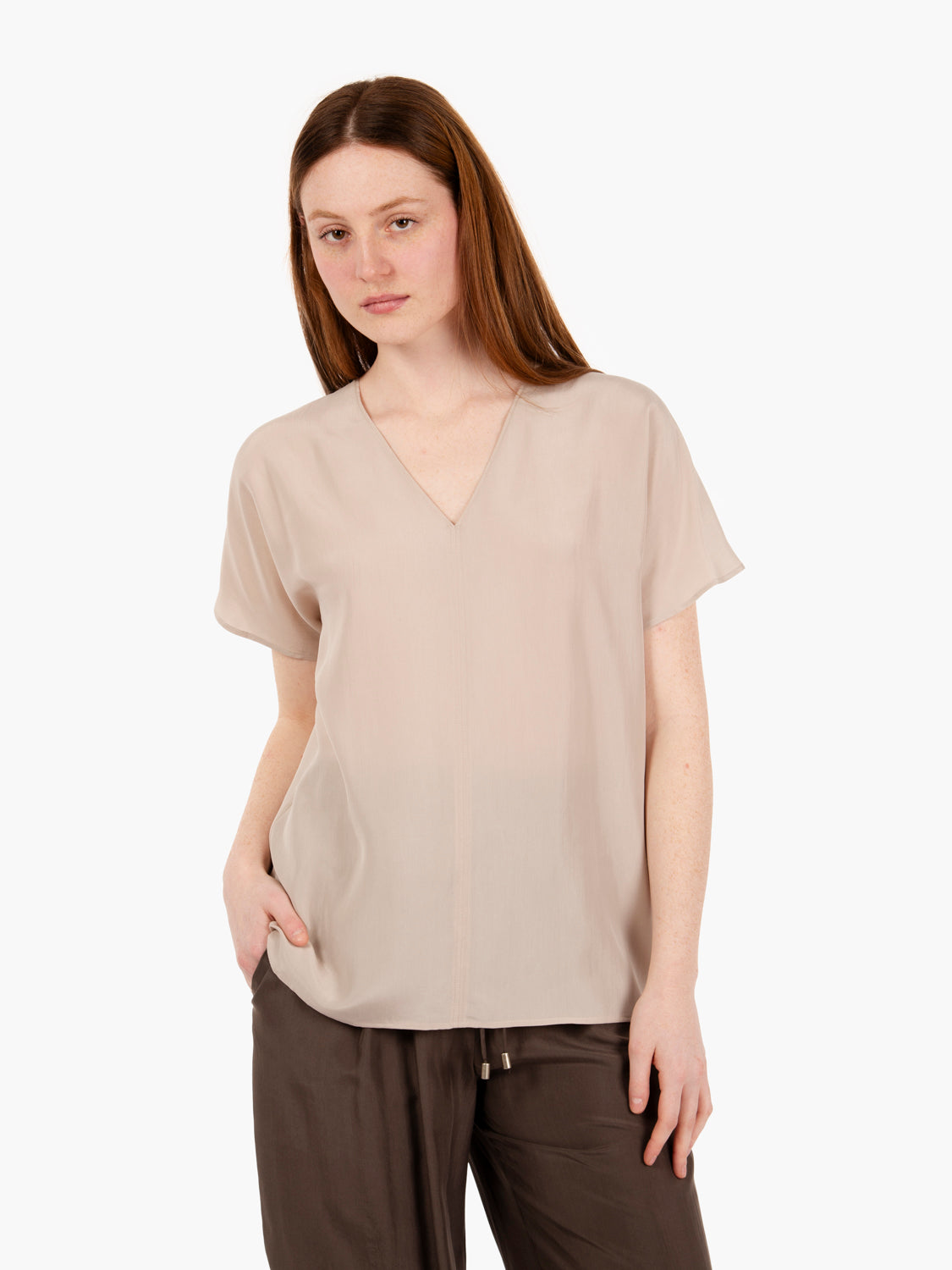 Blusa Habutay enzimata beige