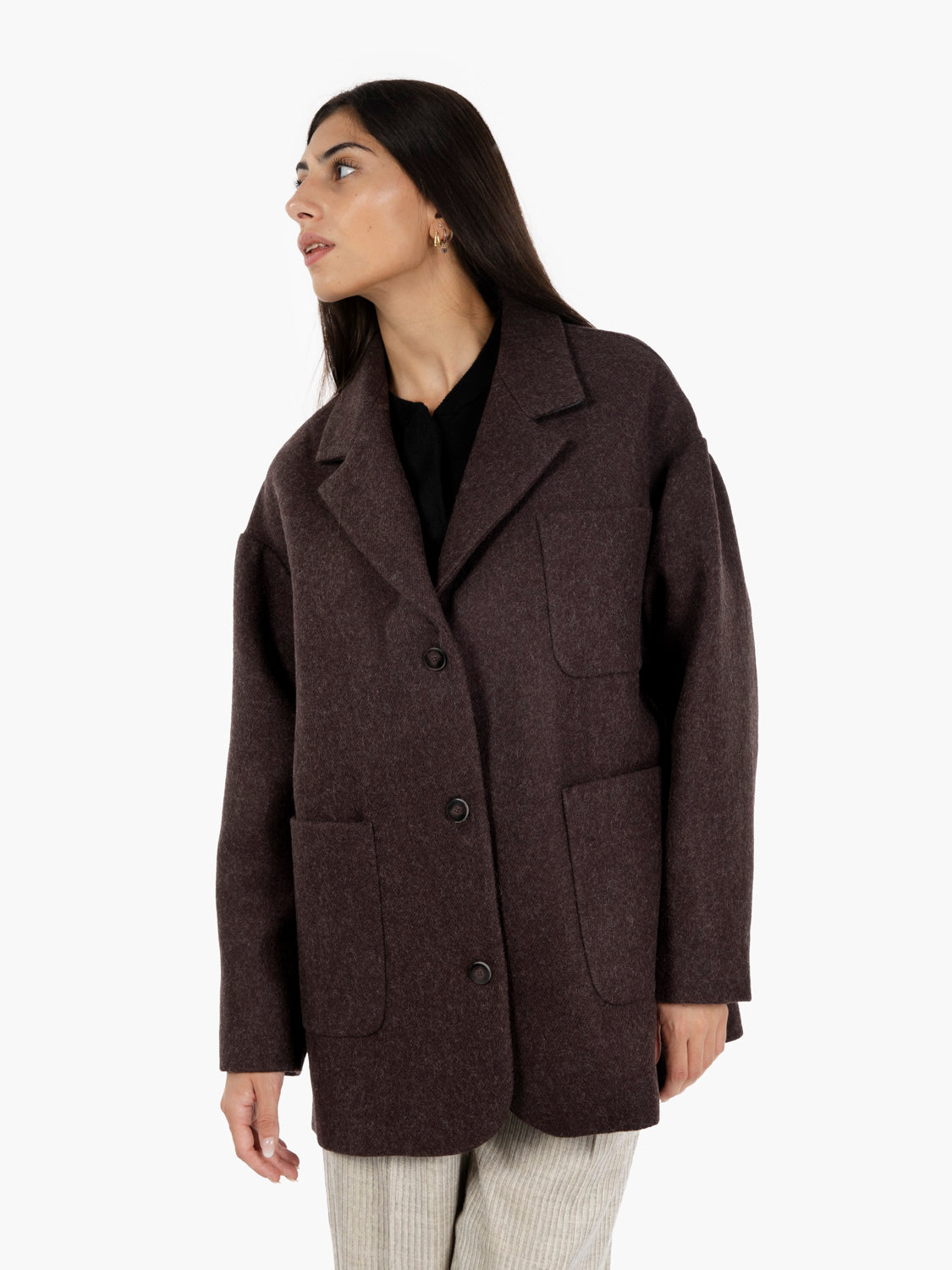 Caban coat double choco