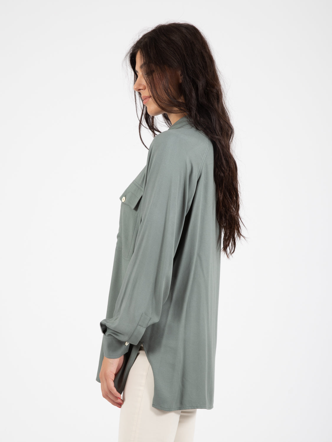 Camicia over viscosa piombo