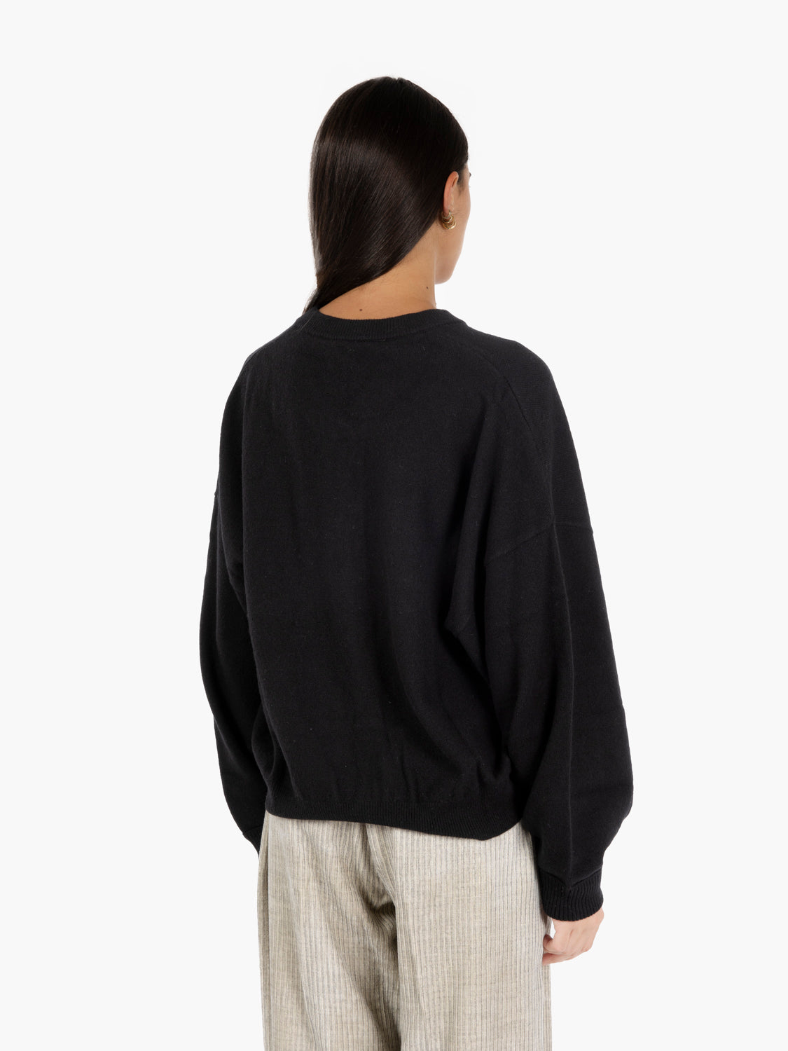 Black knit wool bomber cardigan