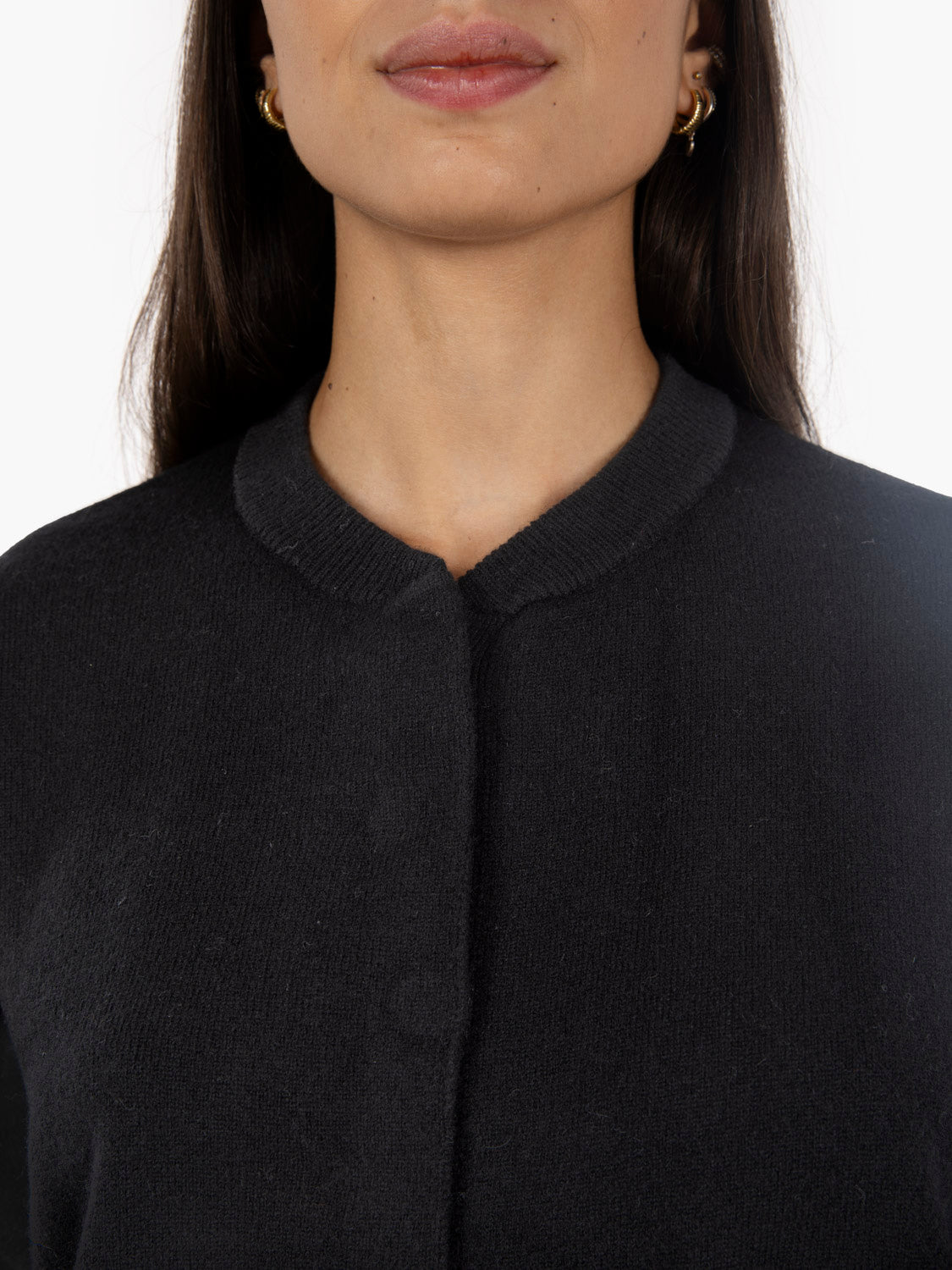 Black knit wool bomber cardigan