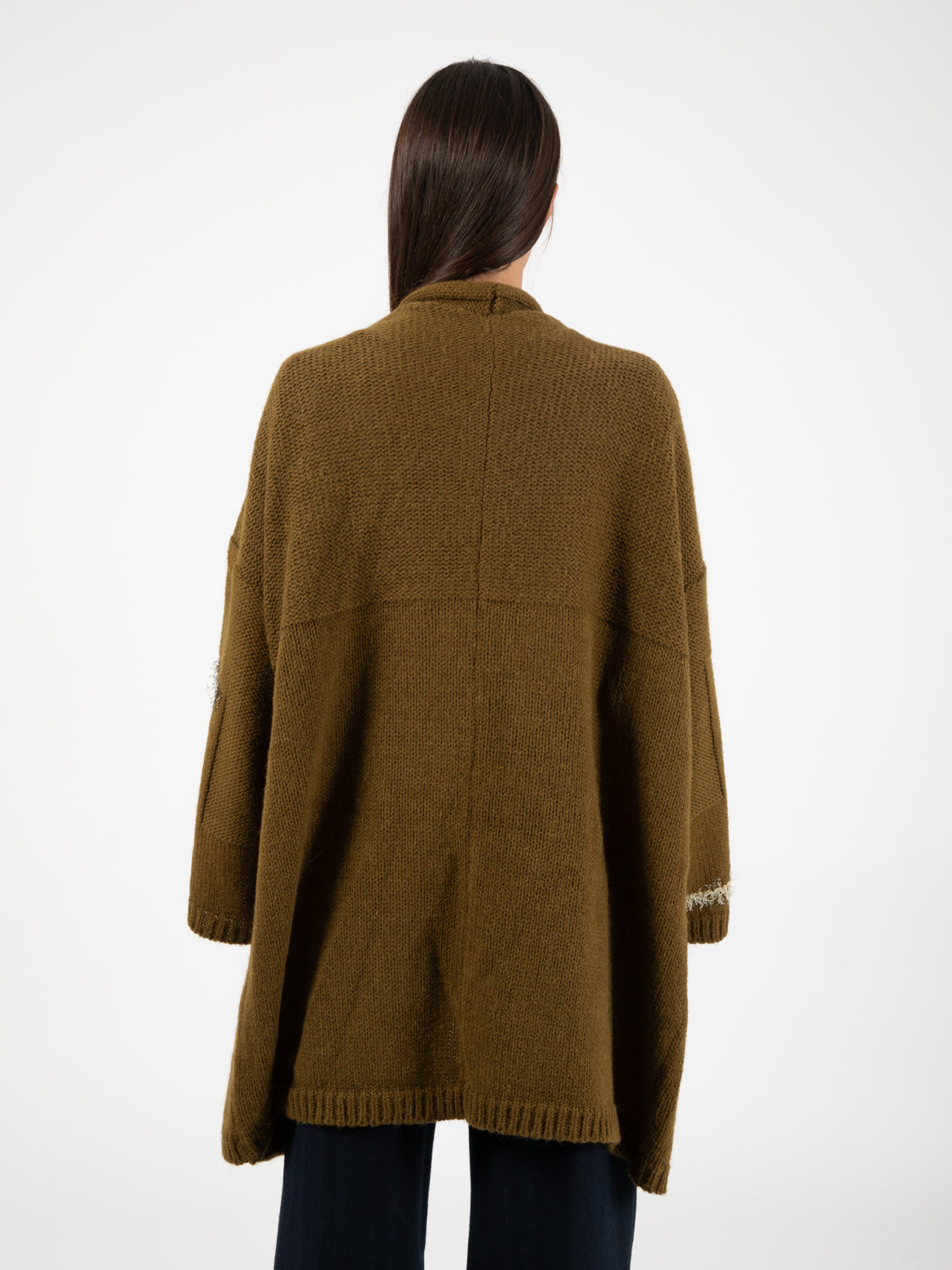 Cardigan frizzy knit militare