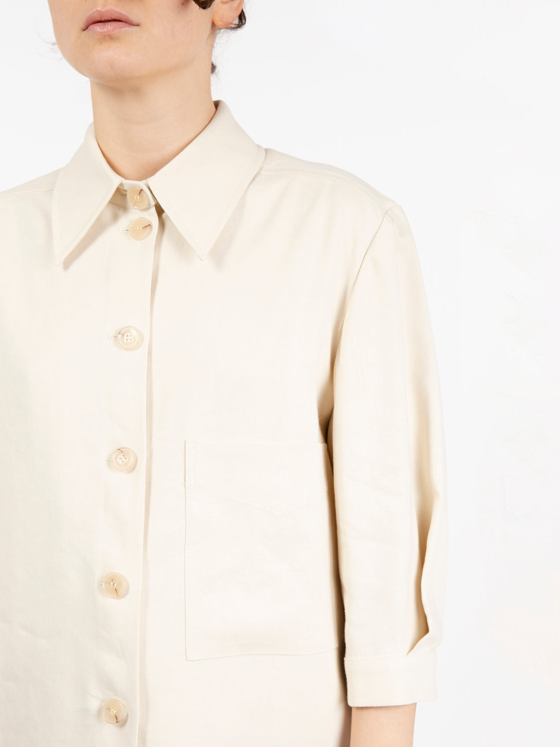 Giacca camicia in lino stretch papiro