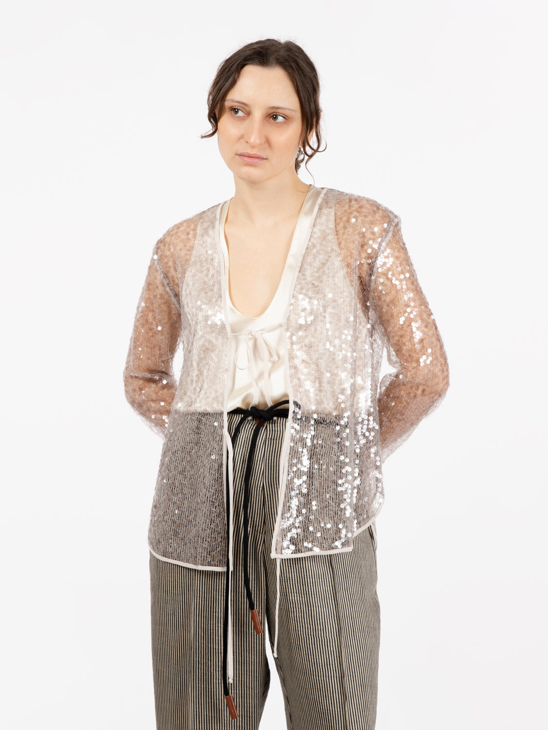 Kimono lace sequins smoke