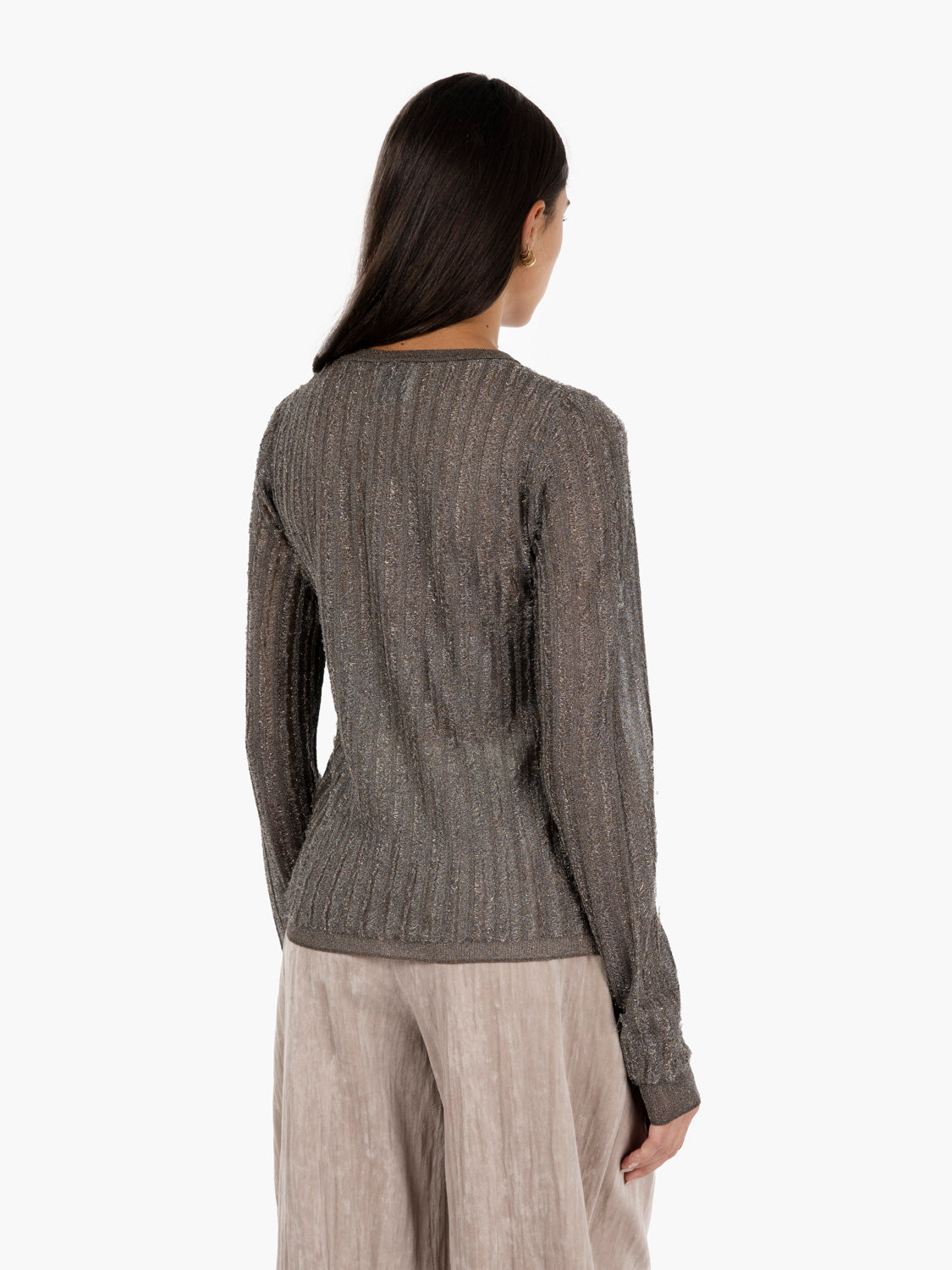 Gunmetal Lurex Sheer Sweater
