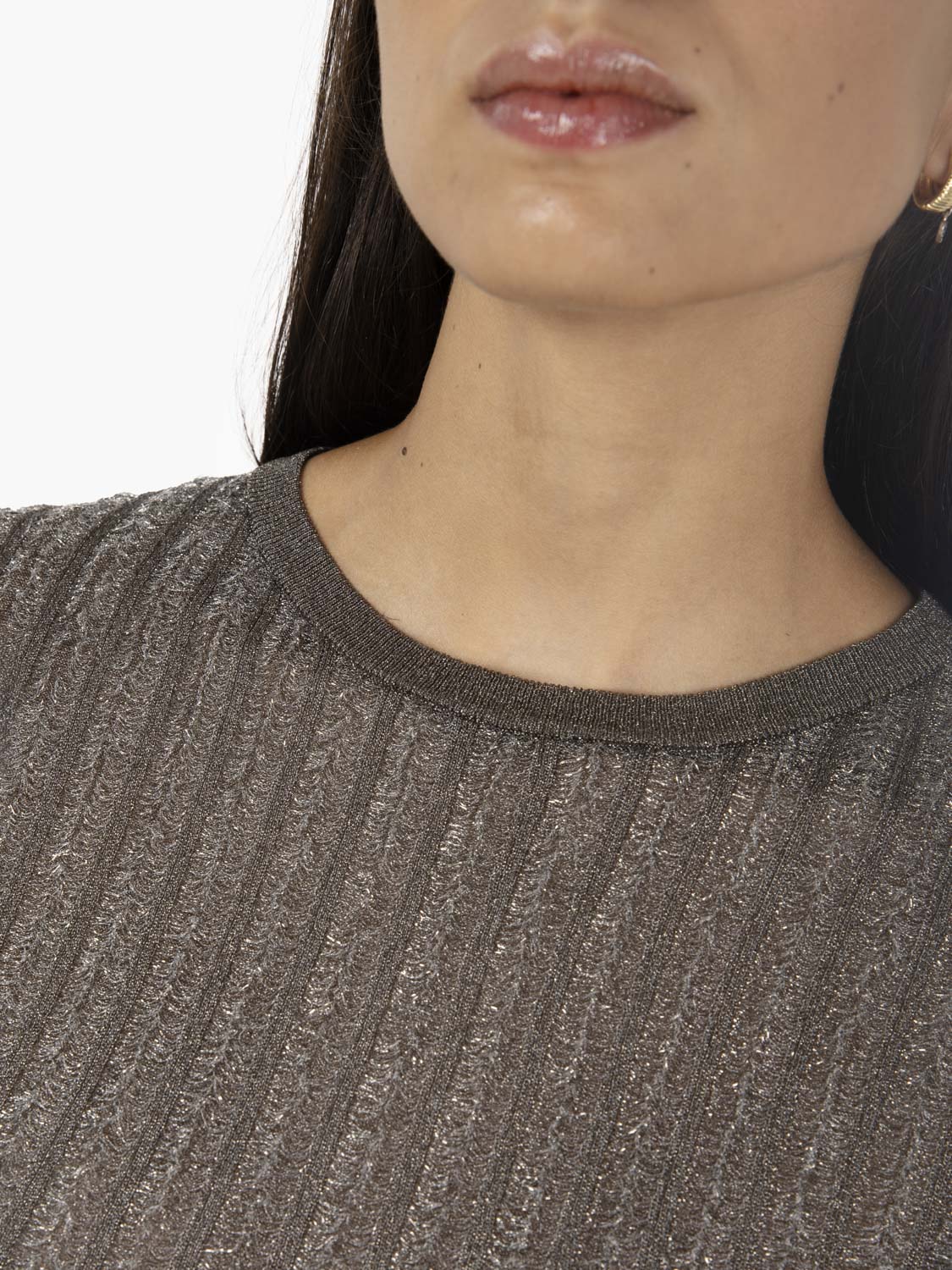 Gunmetal Lurex Sheer Sweater