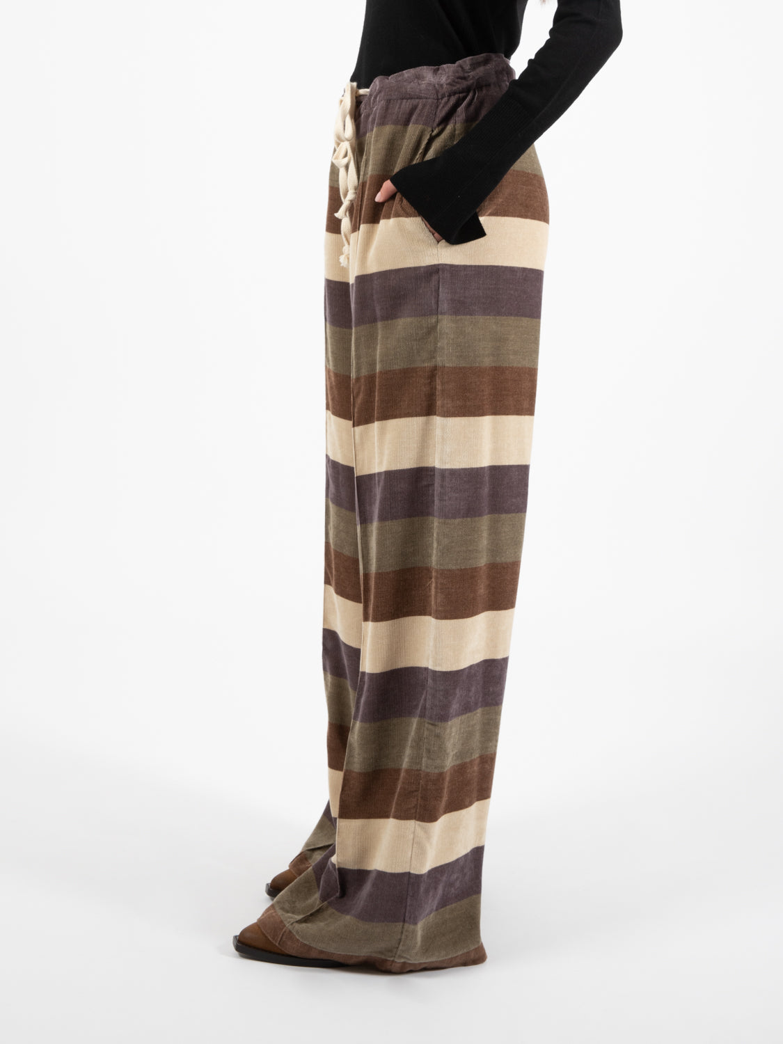 Pantalone in velluto a righe multicolor