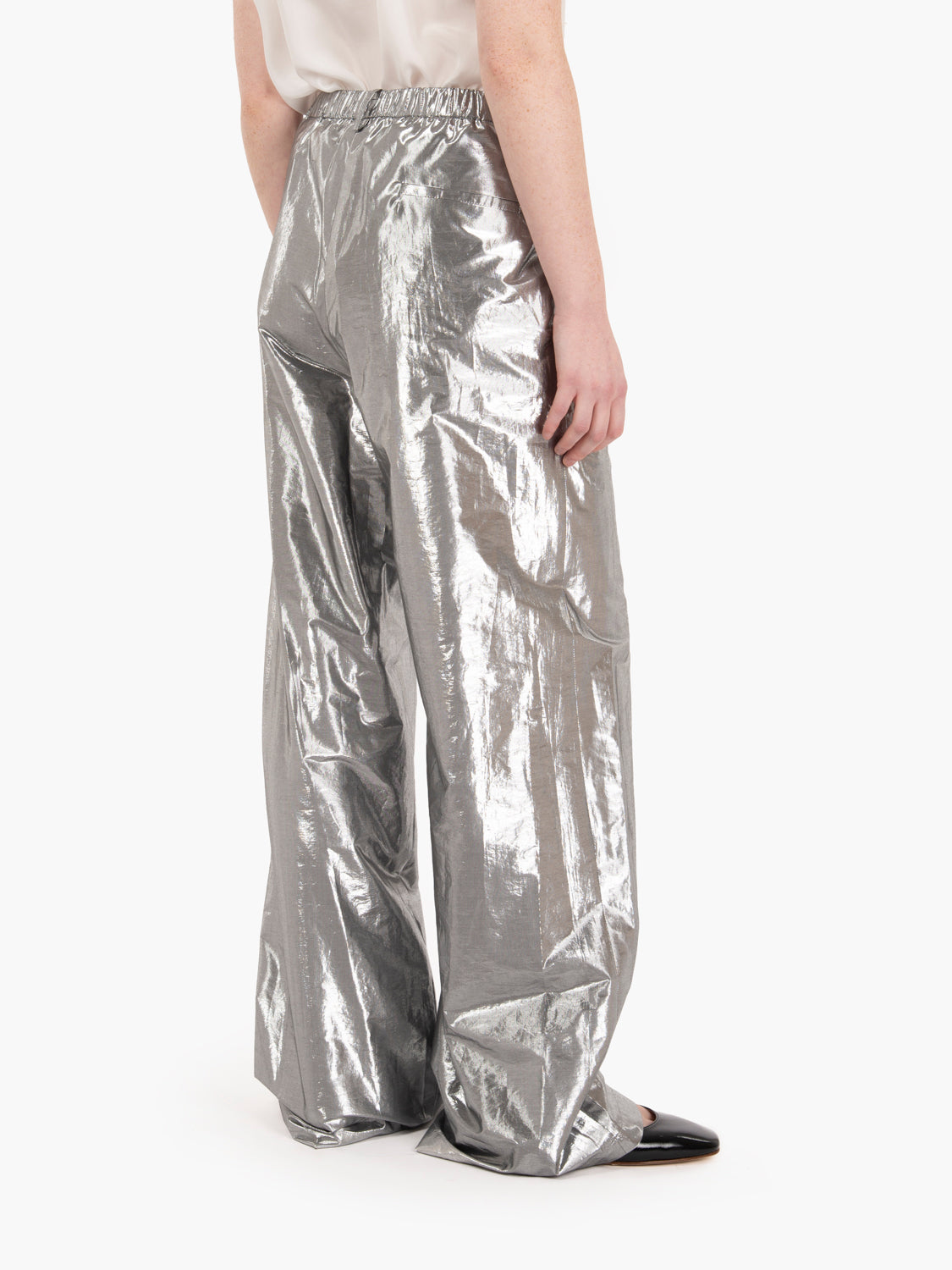 Pantaloni palazzo light shiny silver