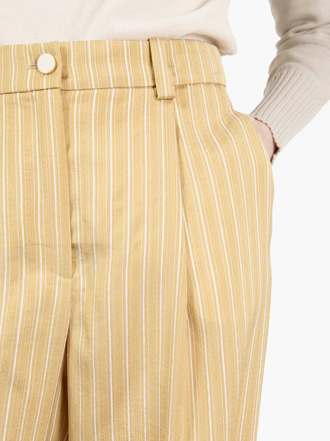 Pantaloni ampi a righe satin gold