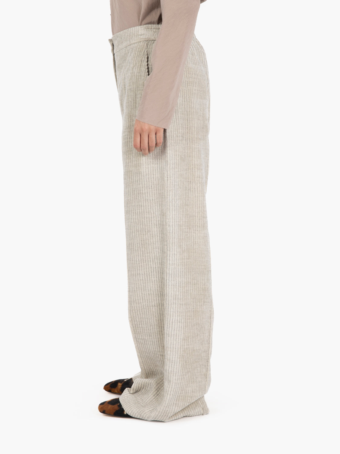 Pantaloni ampi velvet perla