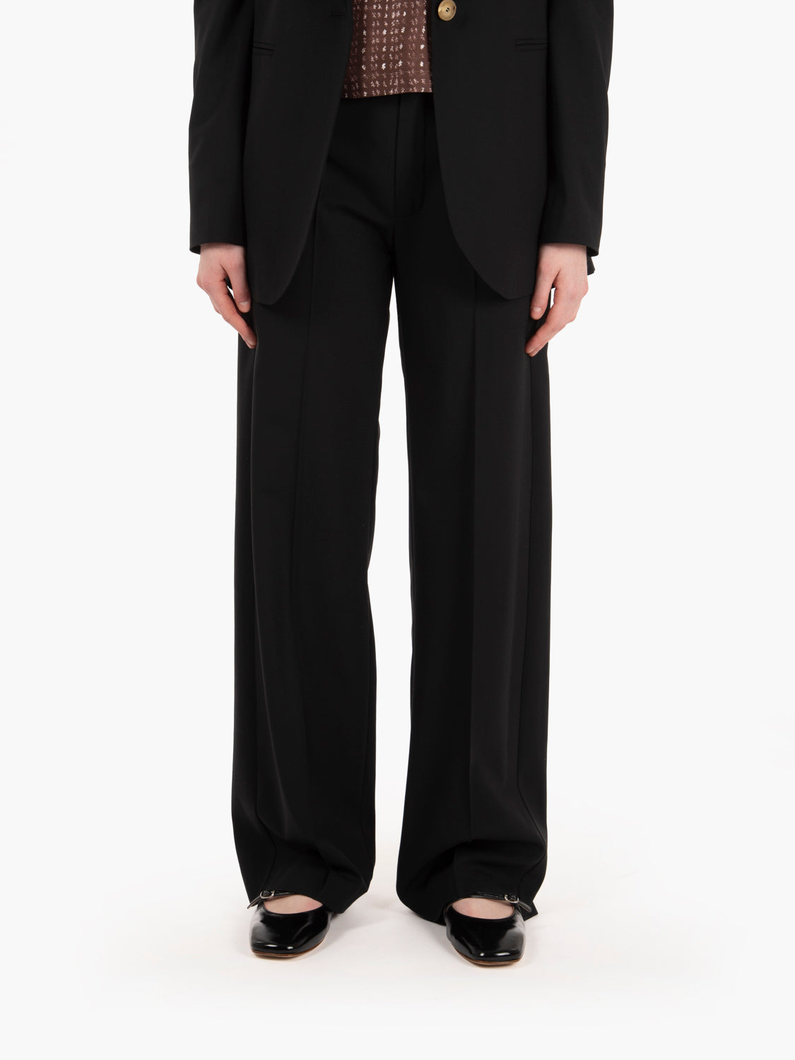 Pantaloni di lana ampi nero