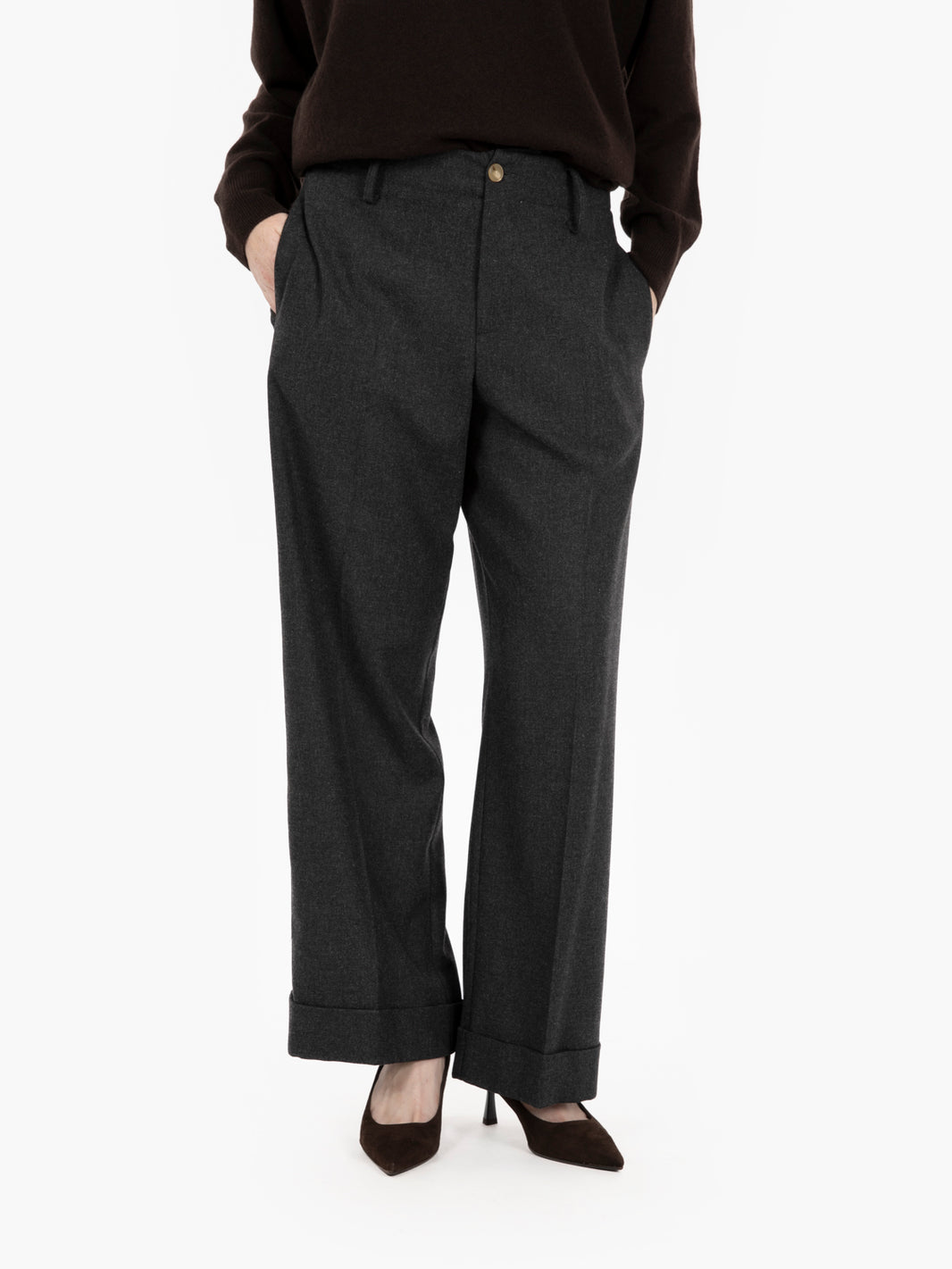 ANTHRACITE BRUSHED FLANNEL TROUSERS 165169_AN