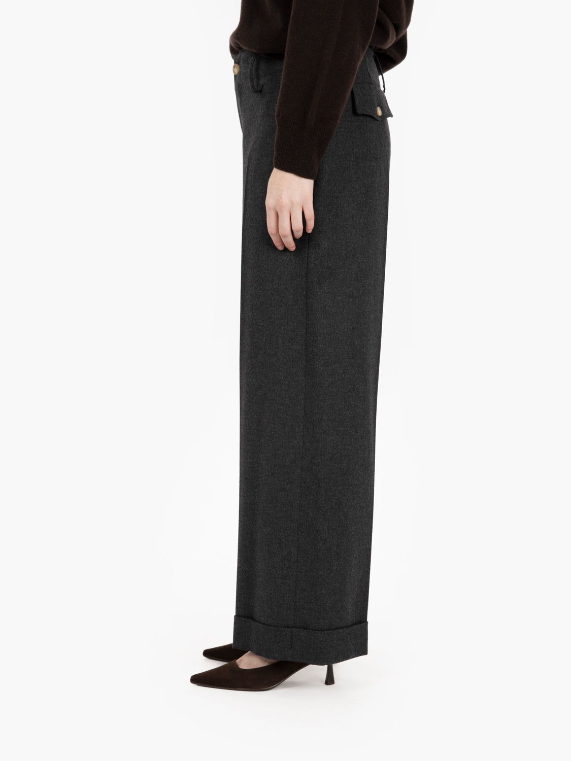 ANTHRACITE BRUSHED FLANNEL TROUSERS 165169_AN