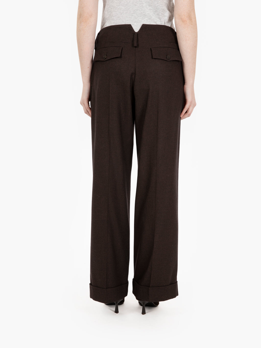 CHOCO BRUSHED FLANNEL TROUSERS 165169_CHOCO