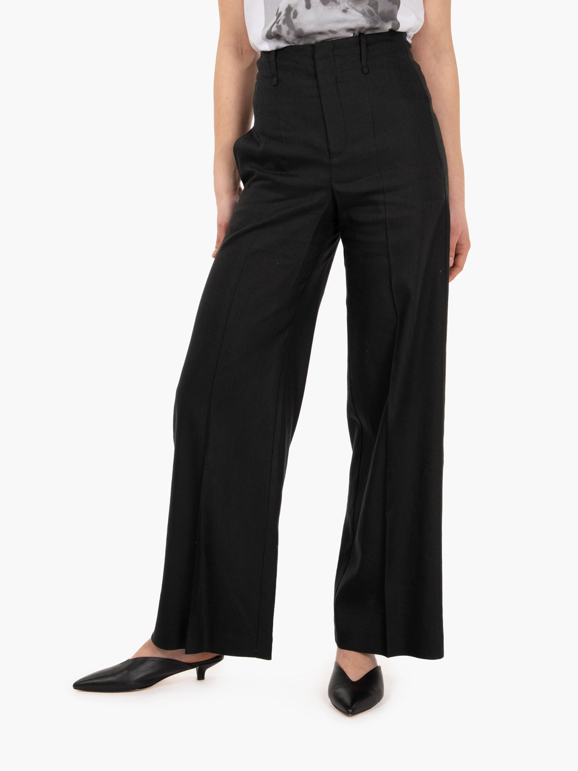 LUXE - Pantaloni svasati neri con cut-out e strass LUXE - Pantaloni svasati neri con cut-out e strass