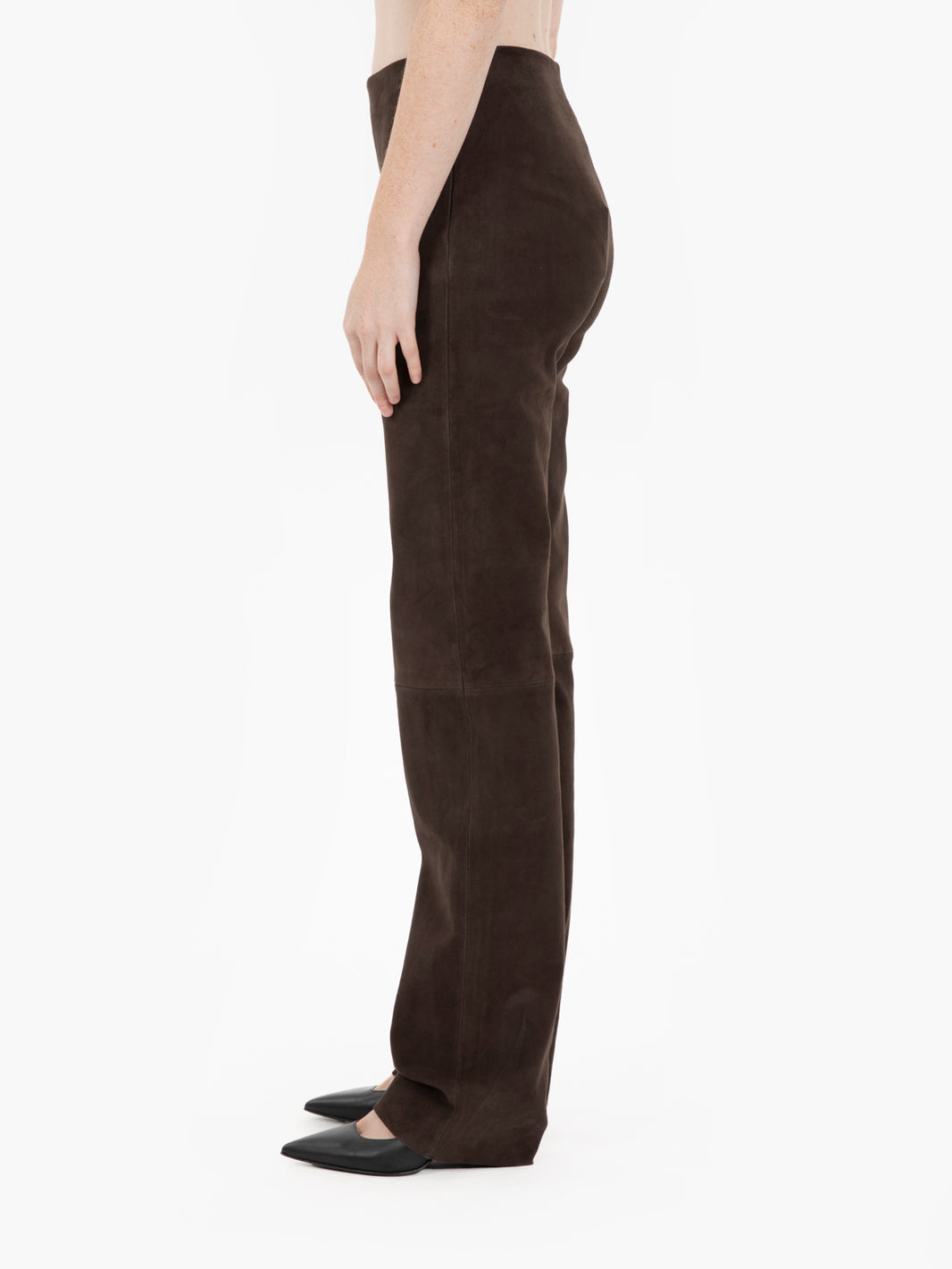 Choco stretch suede trousers