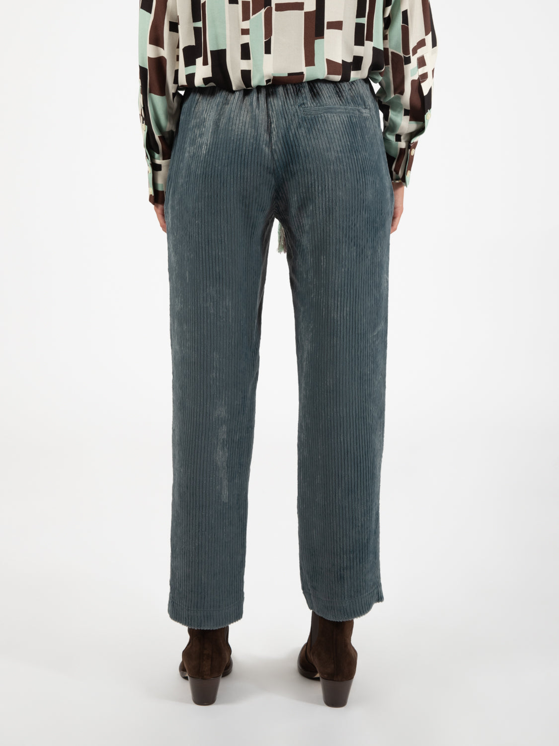 Pantaloni velvet a coste inchiostro