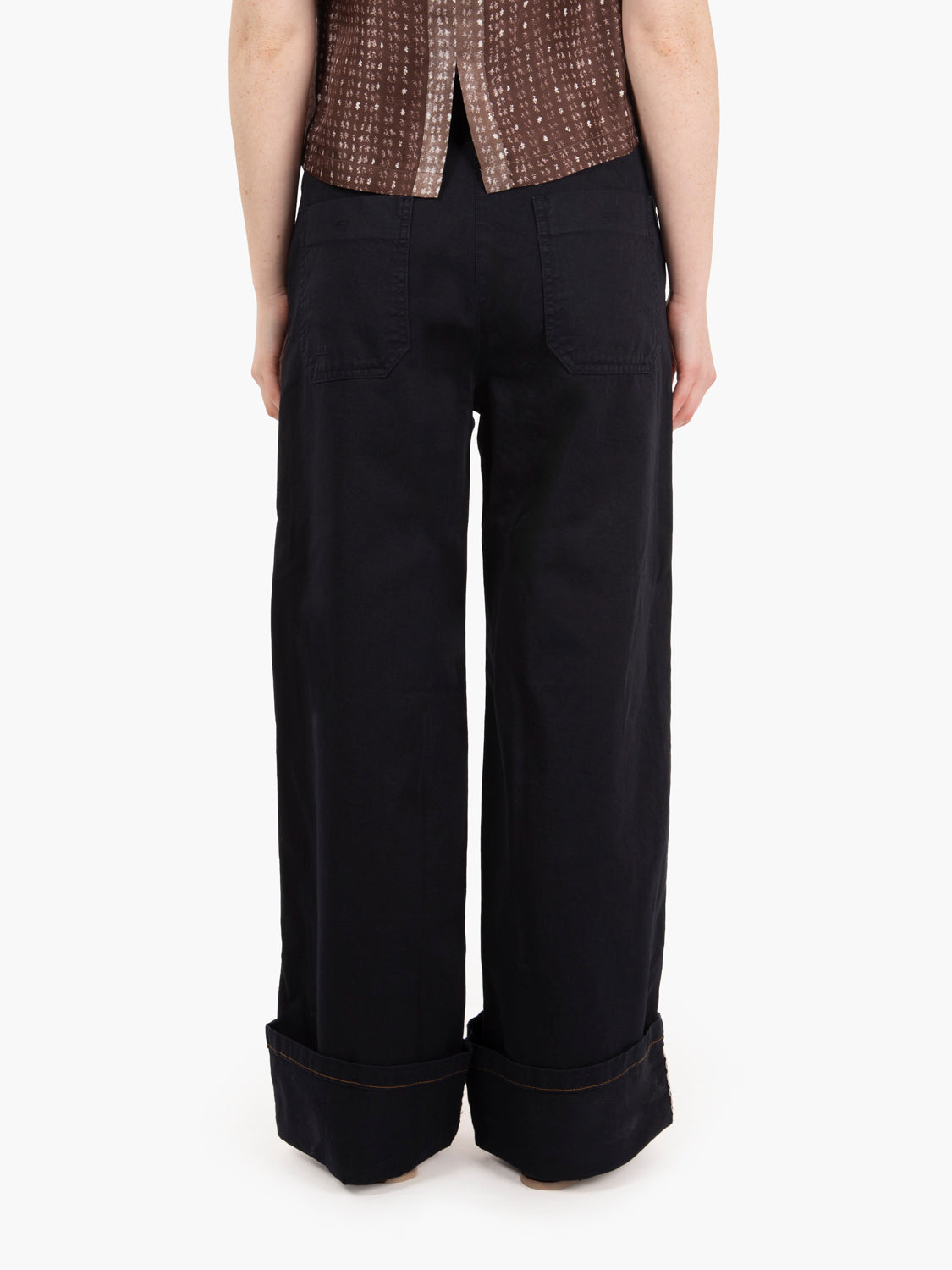 Pantaloni wide sporty gabardine notte