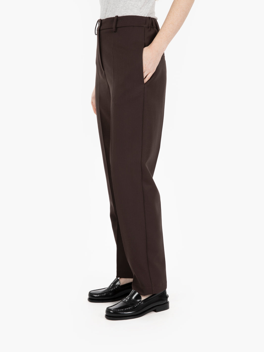 POLY WOOL TROUSERS CHOCO CIGARETTE 165180_CHOCO