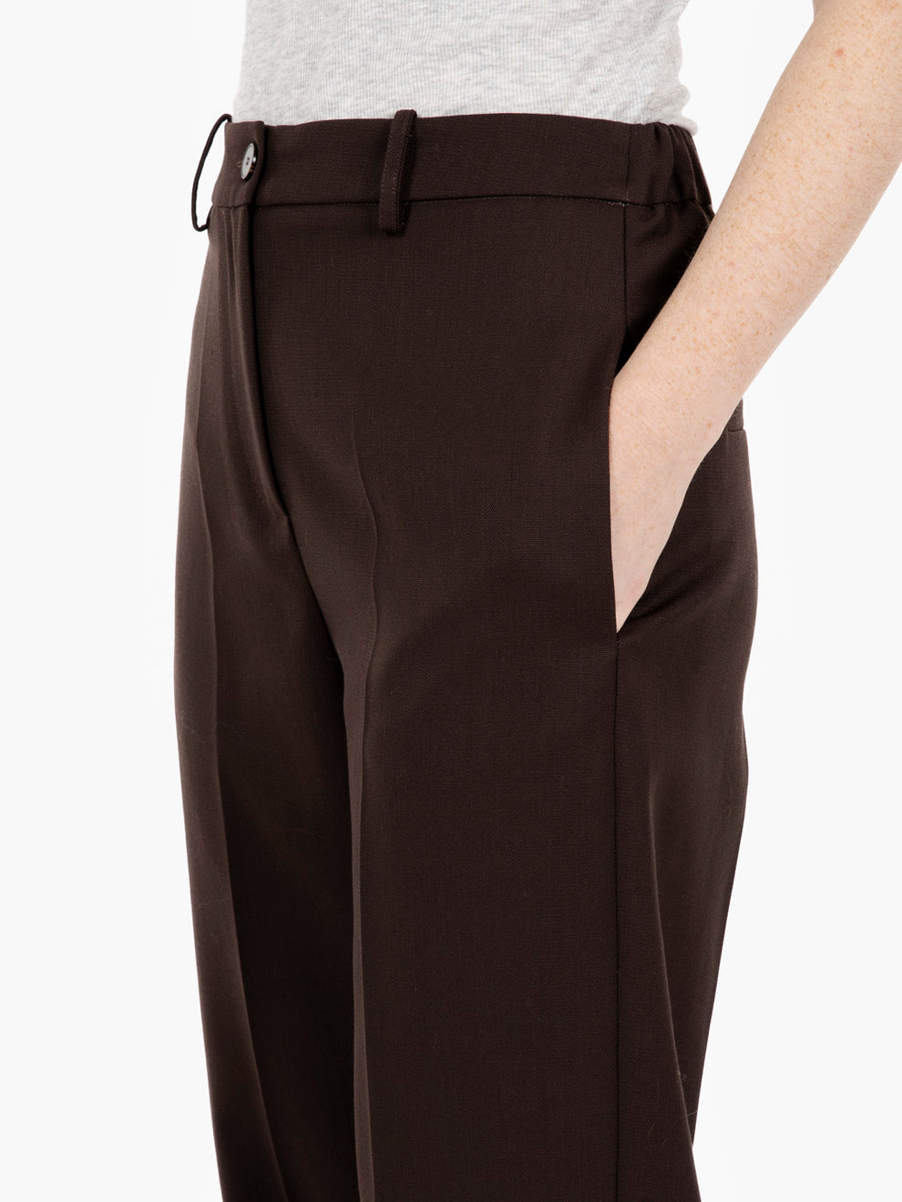 POLY WOOL TROUSERS CHOCO CIGARETTE 165180_CHOCO
