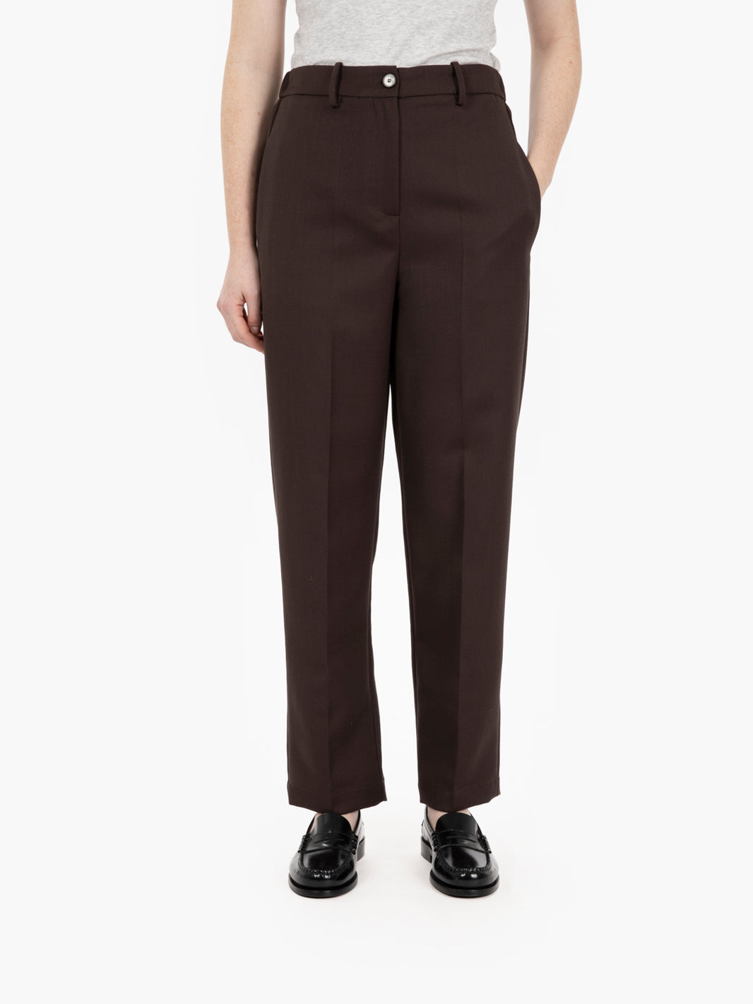 POLY WOOL TROUSERS CHOCO CIGARETTE 165180_CHOCO