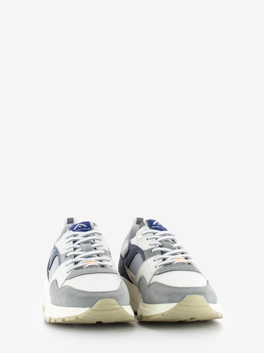 Sneakers in pelle e suede grey / blue