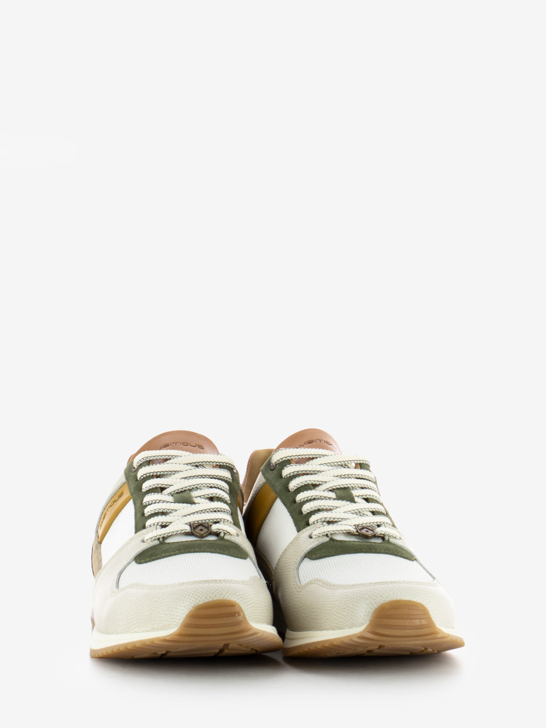 Sneakers in pelle e tessuto grey / off white / kaki