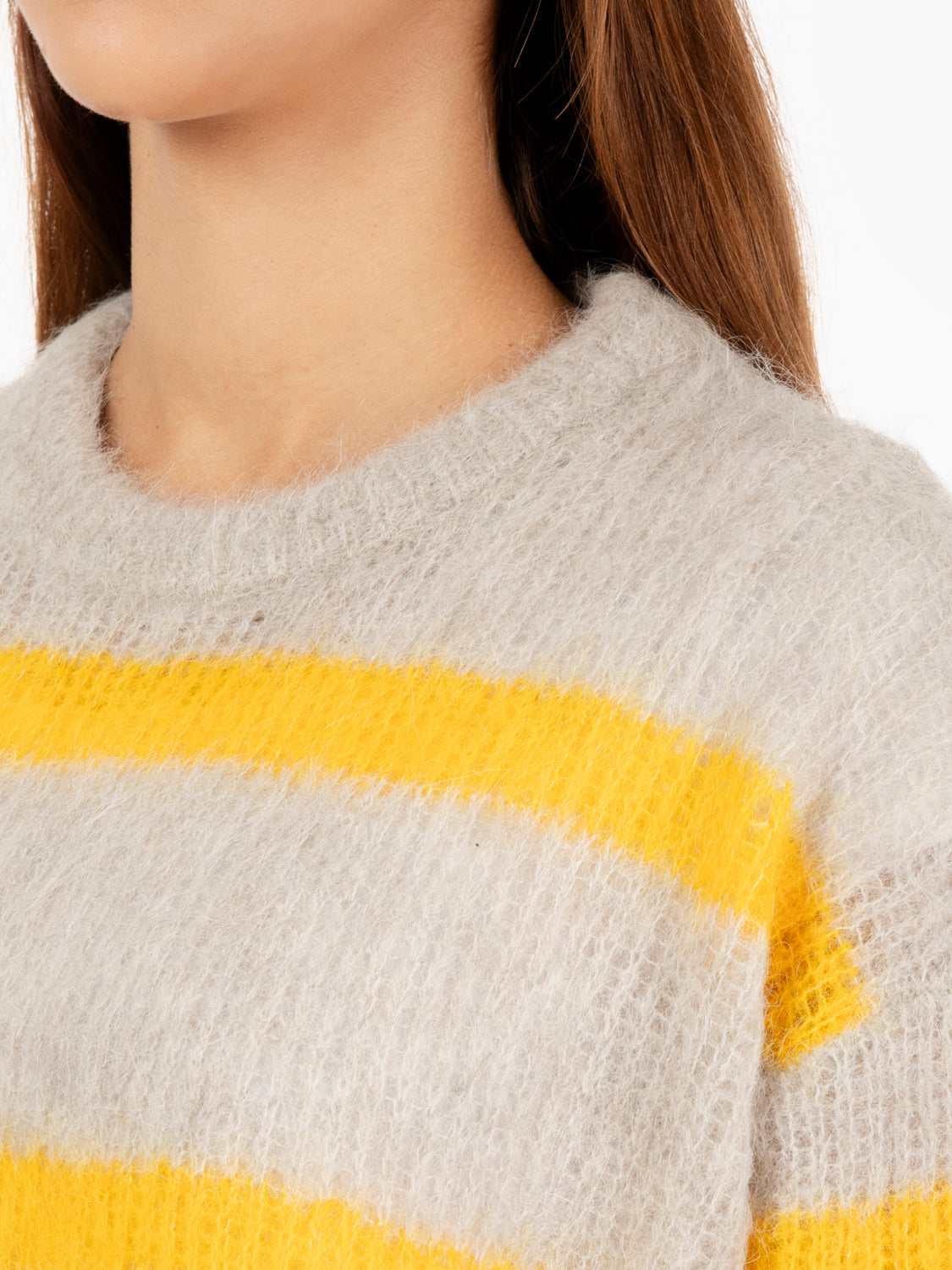 Maglione a righe in alpaca giallo / grigio