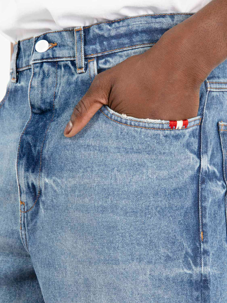 AMISH - Bermuda in denim Tommy Labrea blu
