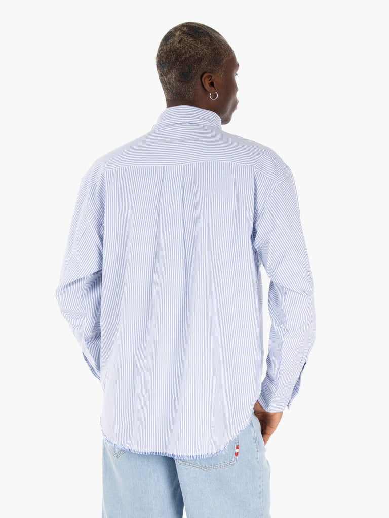 AMISH - Camicia oxford stripes white / blue